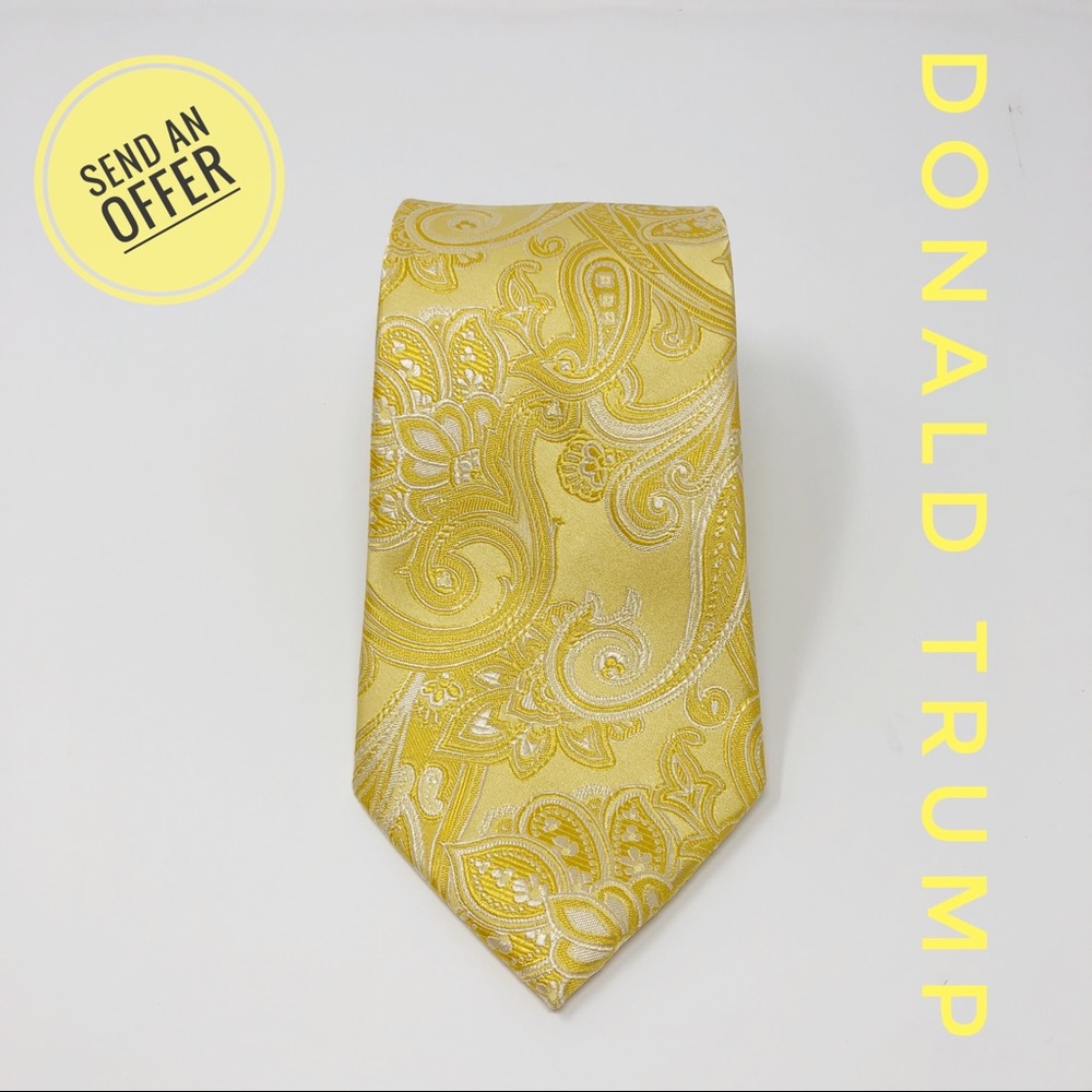 Donald Trump Signature Gold Paisley Silk Tie EUC - Picture 1 of 4